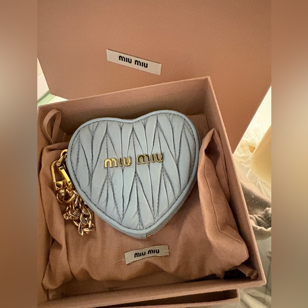 Miu Miu Light Blue Heart-Shaped Coin Purse - Picture 1 of 6